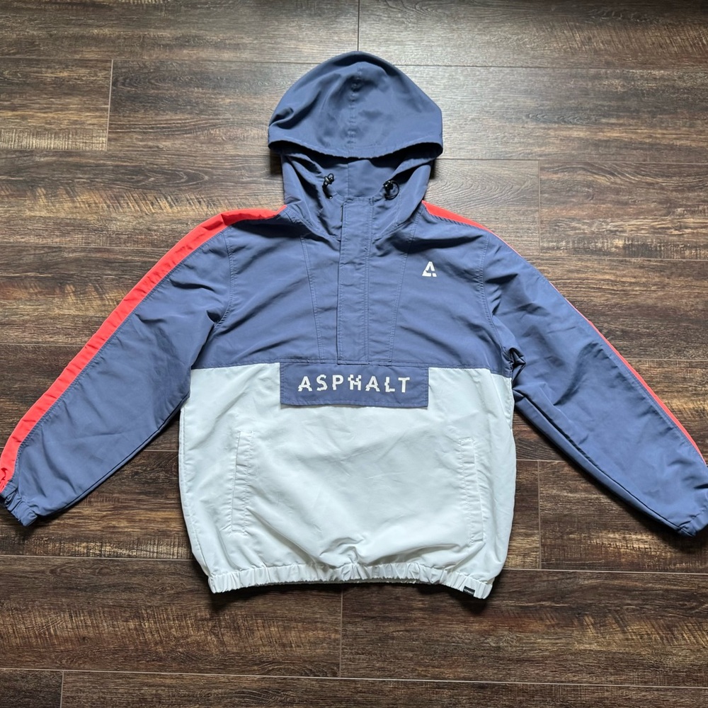 Asphalt Colorblock Pullover Windbreaker Jacket Skater Hoodie Large
